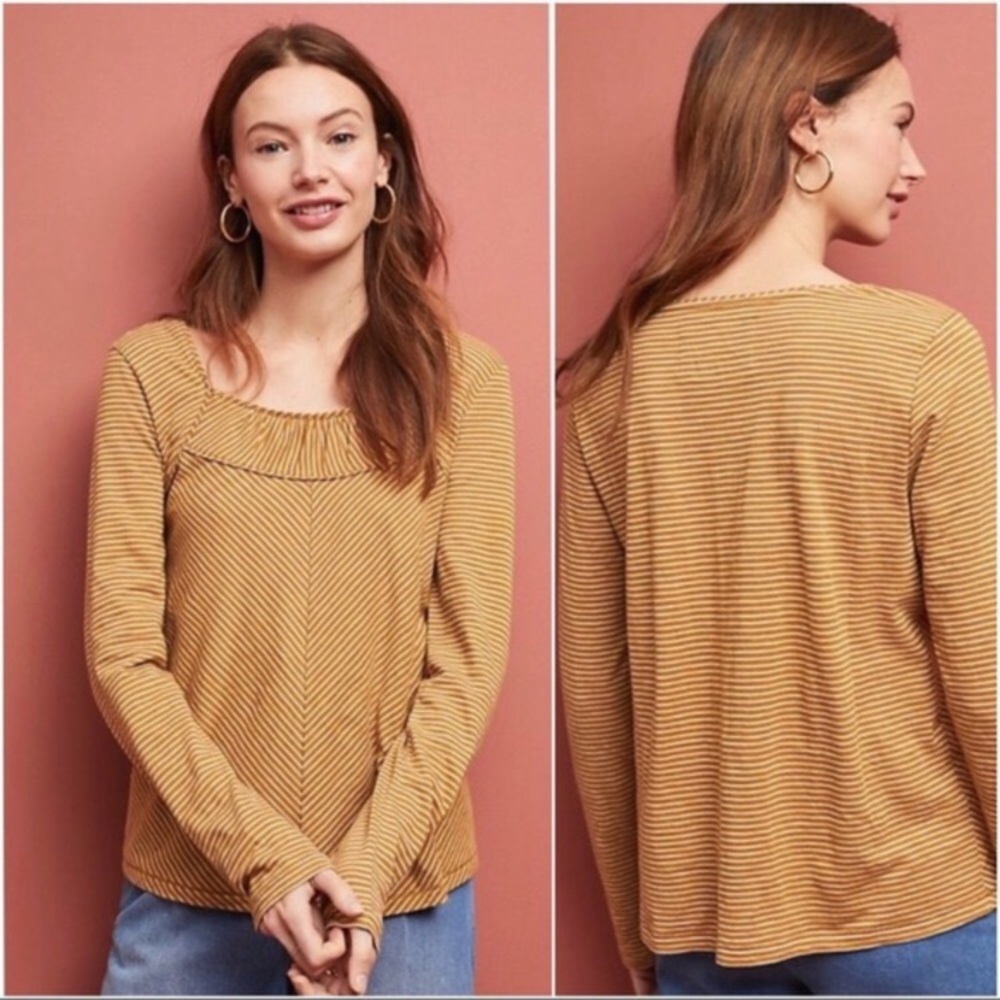 🌻 Anthropologie Mustard Yellow Striped Top 🌻